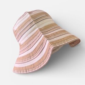 Vintage Raphaello Bettini Italy Women’s Tan/Beige Striped Bucket Hat